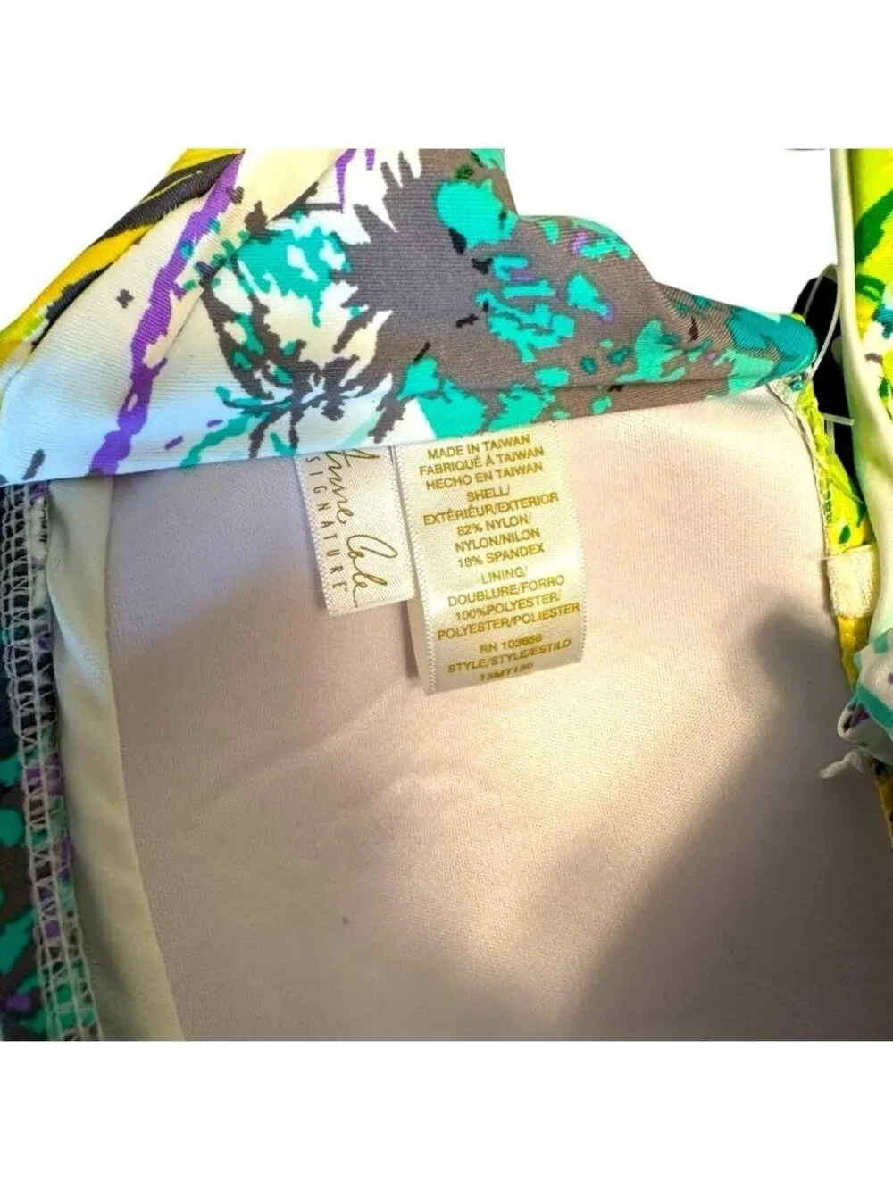 NWT Anne Cole | Green & Purple Tropical Print Swim 2 Piece Suit Set Size M/L